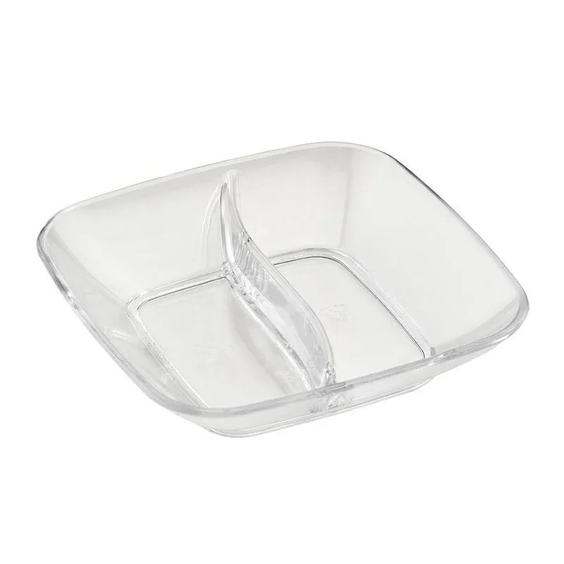 Bora Plastik Kare Bölmeli Sos Kabı, Polikarbonat, 8.5 cm, Şeffaf