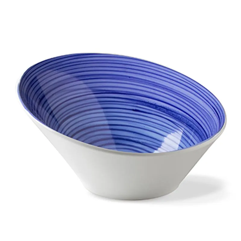 Lilien Indigo Spiral Desenli Eğimli Kase, 21 cm, Mavi