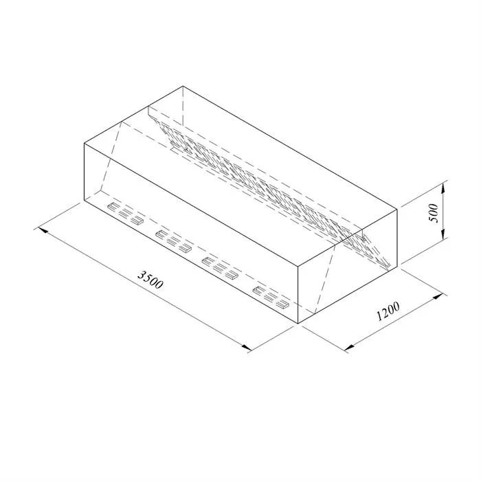 Kutu Tip Filtreli Çift Cidar Davlumbaz, 350x120 cm