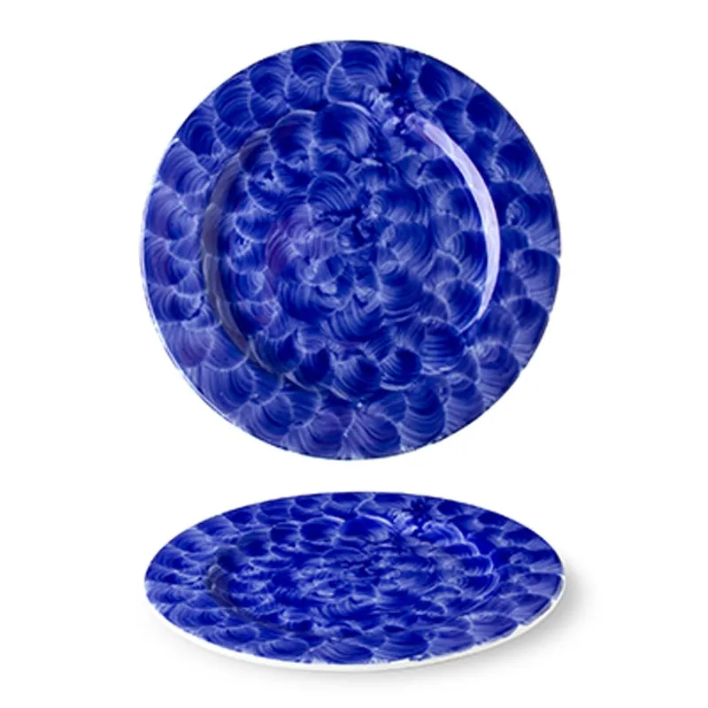 Lilien Indigo Örgü Desenli Düz Tabak, 20 cm, Mavi