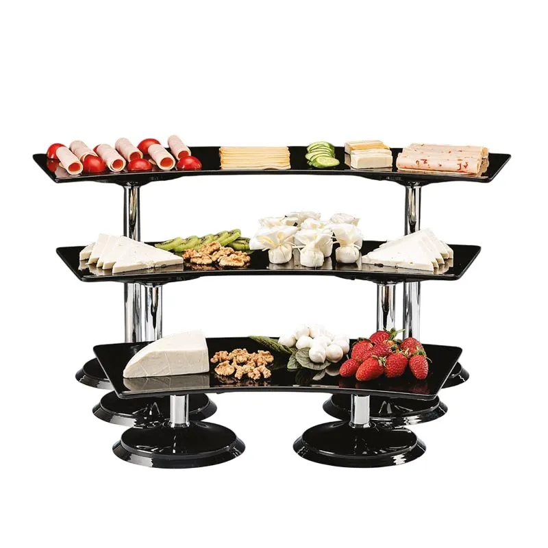 Zicco ZCP-648 Melamin Tepsili Teşhir Standı, 3 Katlı, 19 cm, Siyah