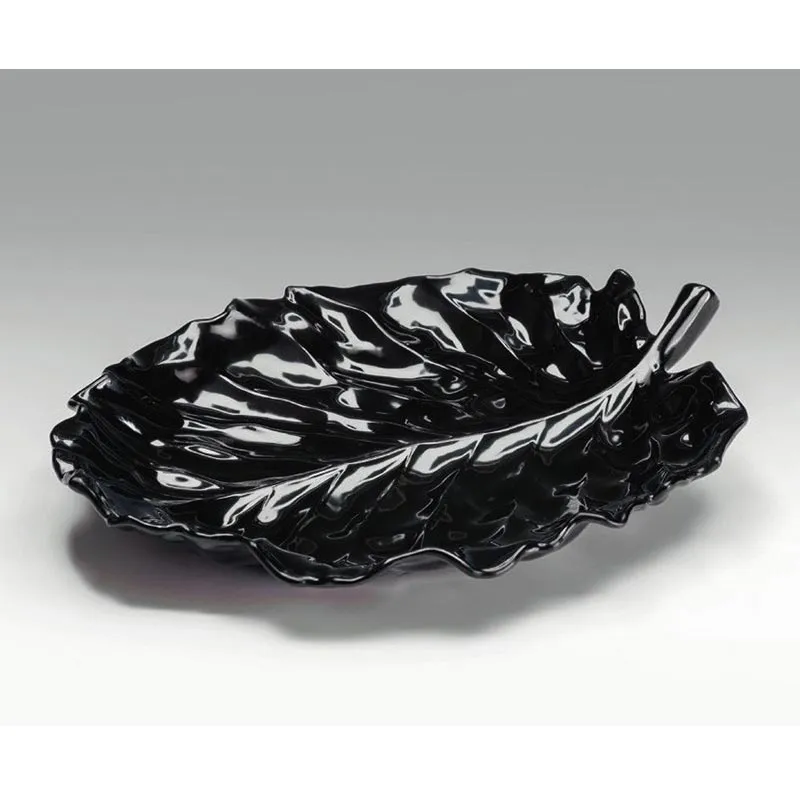 Zicco K-2700 Melamin Yaprak Model Teşhir Tabağı, 31x24 cm, Siyah