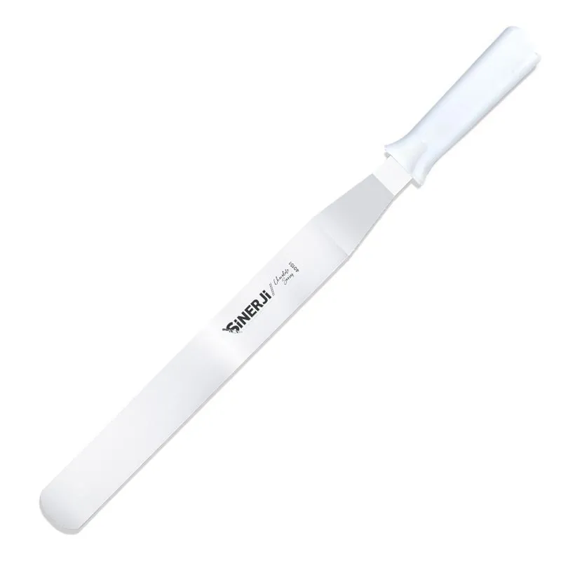 Sinerji Chocolate Plastik Saplı Kıvrık Pasta Paleti, 25 cm, Beyaz