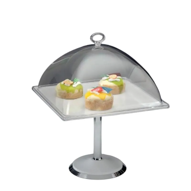 Zicco ZCP-669 Polikarbon Kapaklı Melamin Altlı Fanus Teşhir Standı, 30x30 cm, Beyaz