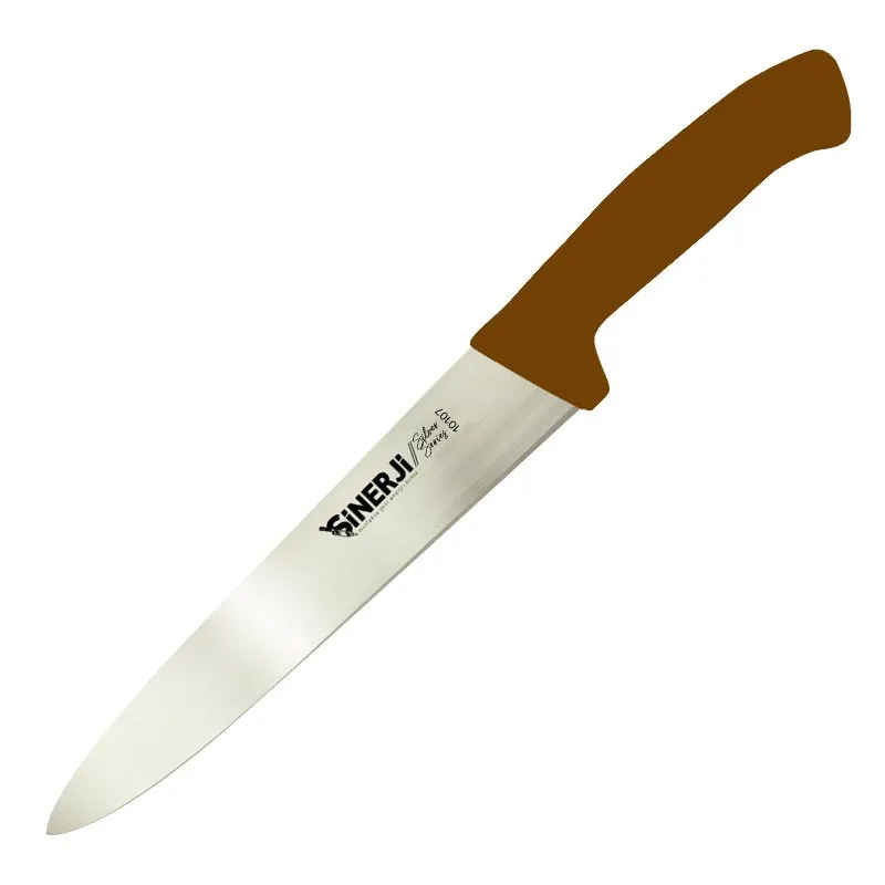 Sinerji Silver Plastik Saplı Dilimleme Bıçağı, 18 cm, Kahverengi