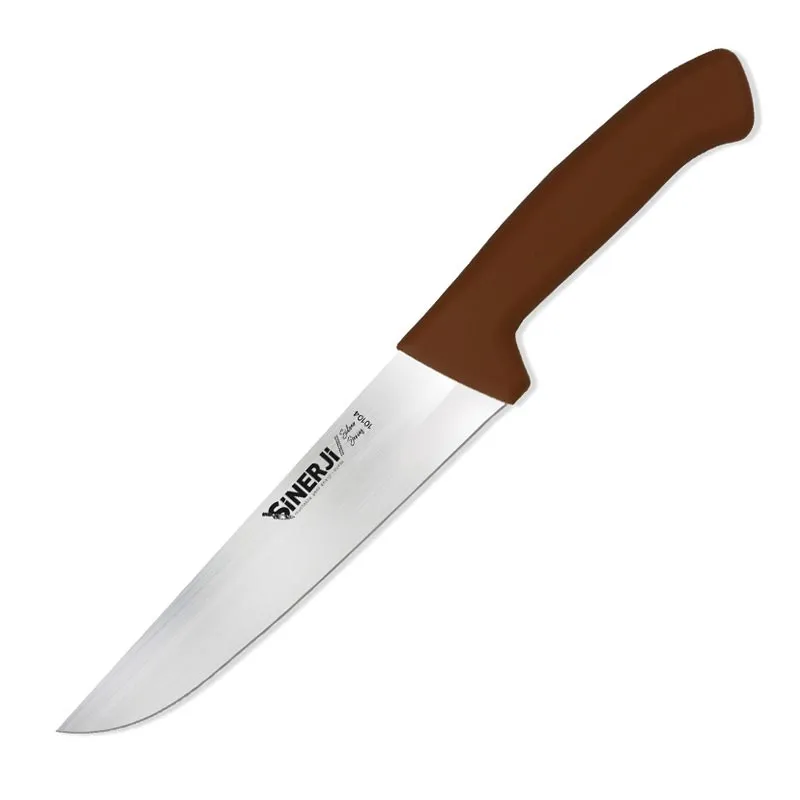 Sinerji Silver No 4 Plastik Saplı Kasap Bıçağı, 21 cm, Kahverengi