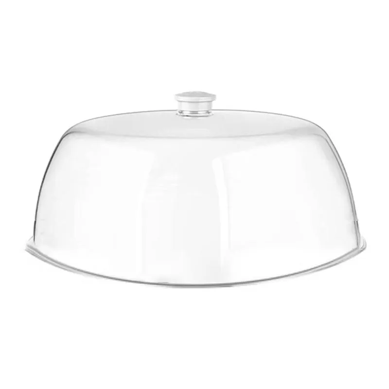 GastroPlast Yuvarlak Polikarbonat Fanus, 35 cm, Beyaz Kulplu