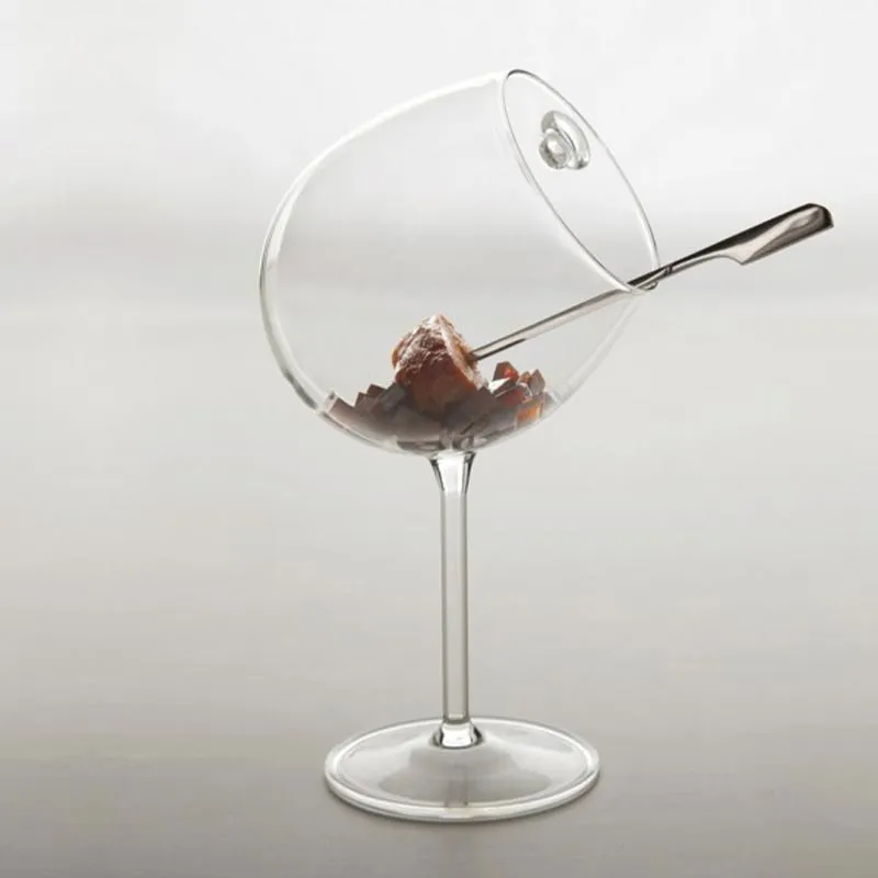 100% Chef Bourgogne Kulplu Cam Sunum Kasesi, 350 ml