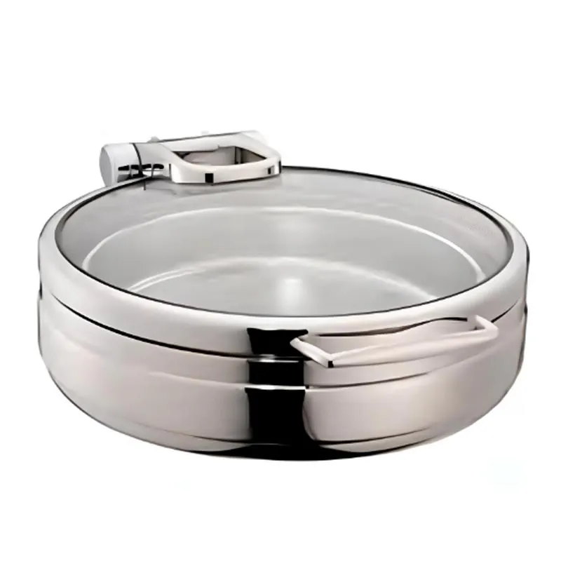 Öztiryakiler Lux Hidrolik Cam Kapaklı Yuvarlak Chafing Dish, GN 2-3, 6 L