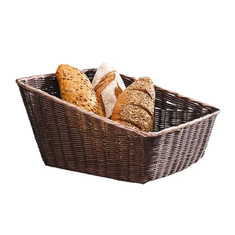 Zicco JQ-8021 Eğimli Dikdörtgen Plastik Ekmek Sepeti, 46x40x25 cm, Koyu Renk