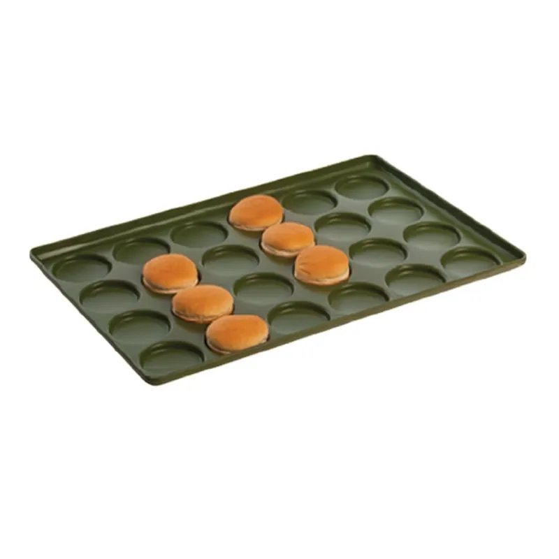 Almetal Kaplamalı Alüminyum Hamburger Ekmeği Tavası, 24 Gözlü, 125 mm, 60x90 cm