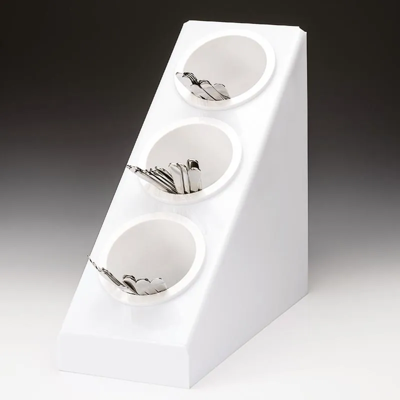 Zicco ZCP-657 Polikarbon Çatal Kaşık Standı, 3 Gözlü, 20.8x41.5 cm, Beyaz