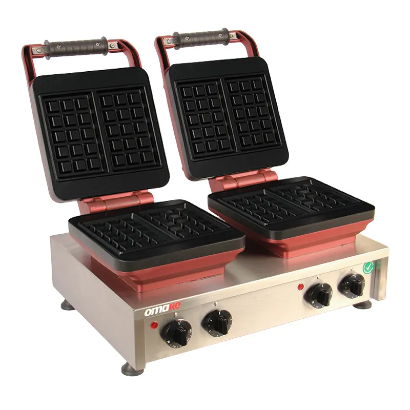 Omake WFL21.E22 Z5F 0101 Zamanlayıcılı Kare Model Manuel Çiftli Waffle Makinesi, Elektrikli