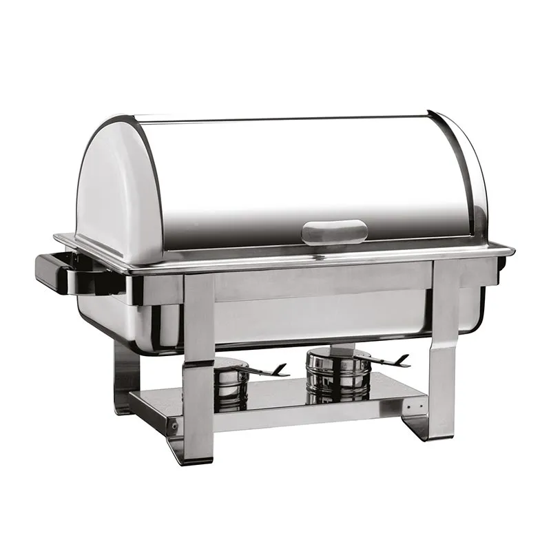 Öztiryakiler GN 1/1 Rolltop Kapaklı Was Ayaklı Chafing Dish, Jel Yakıtlı