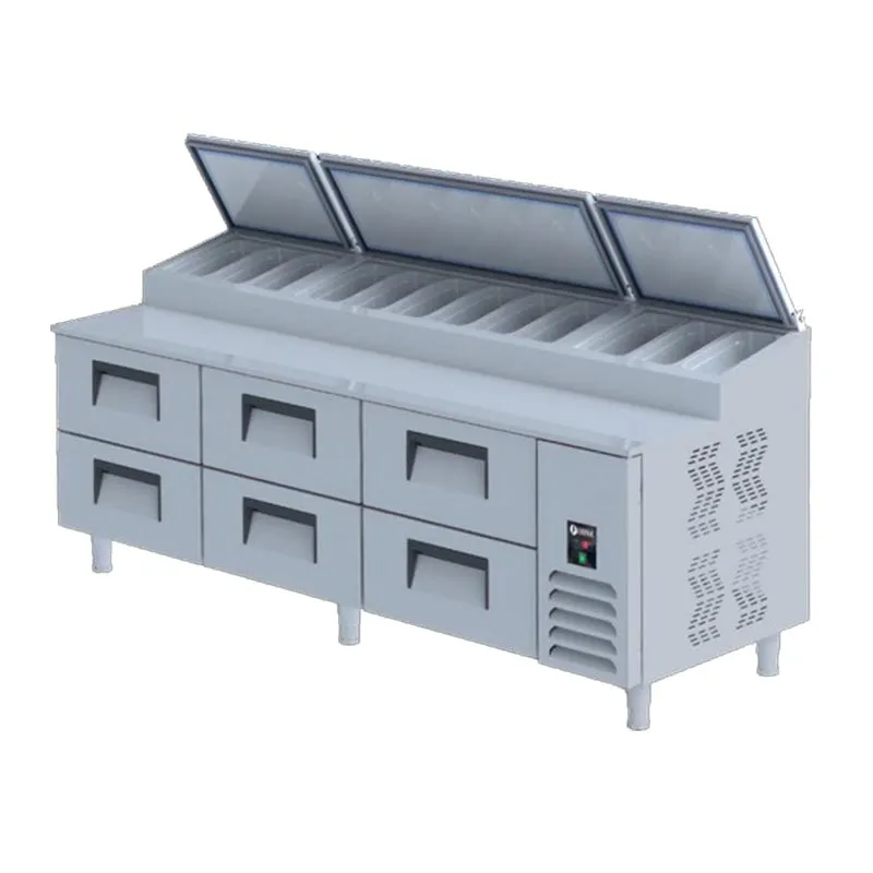 Iceinox PTS L 800 CR Çekmeceli Pizza Hazırlık Dolabı, 237x81x109 cm