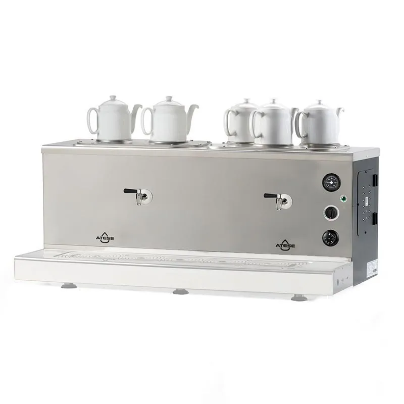 Ateşe Sümela Analog 5 Demlikli Çay Kazanı, Gaz+Elektrikli, Inox