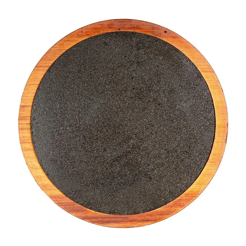 Biradlı GRV-1851 Yuvarlak Bazaltlı Steak Ahşap Sunum Tahtası, 32.5 cm