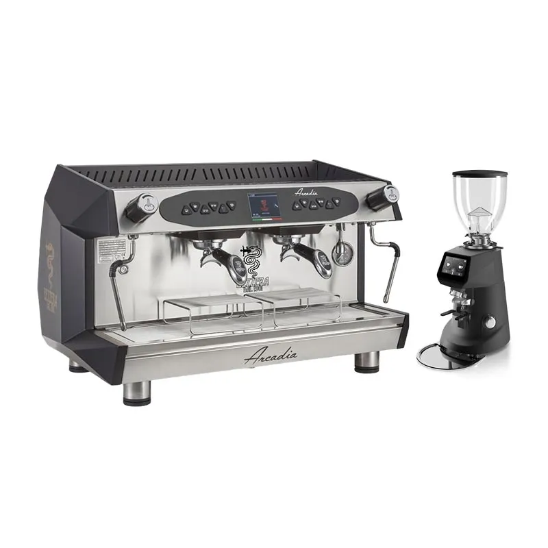 Bezzera Arcadia DE PID Espresso Kahve Makinesi, 2 Gruplu + Fiorenzato F64E Kahve Değirmeni, Siyah