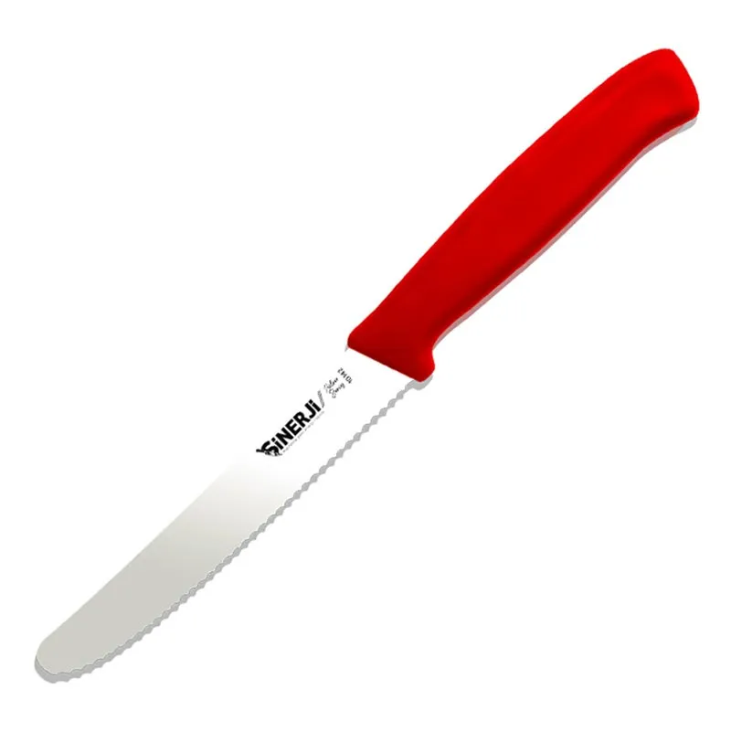 Sinerji Silver Plastik Saplı Dişli Domates Bıçağı, 11 cm, Kırmızı