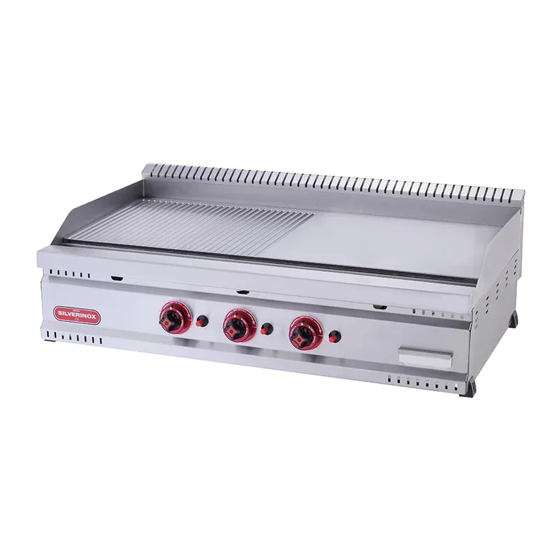 SilverInox PG-80-Y 600 Seri Yarı Oluklu Izgara, 80x80 cm, LPG