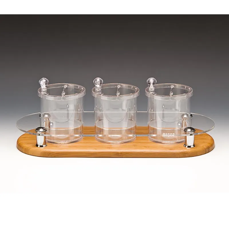Zicco ZCP-576 Ahşap Altlı Polikarbon Sosluk Reçellik Baharatlık Standı, 0.75 L, 48x19 cm
