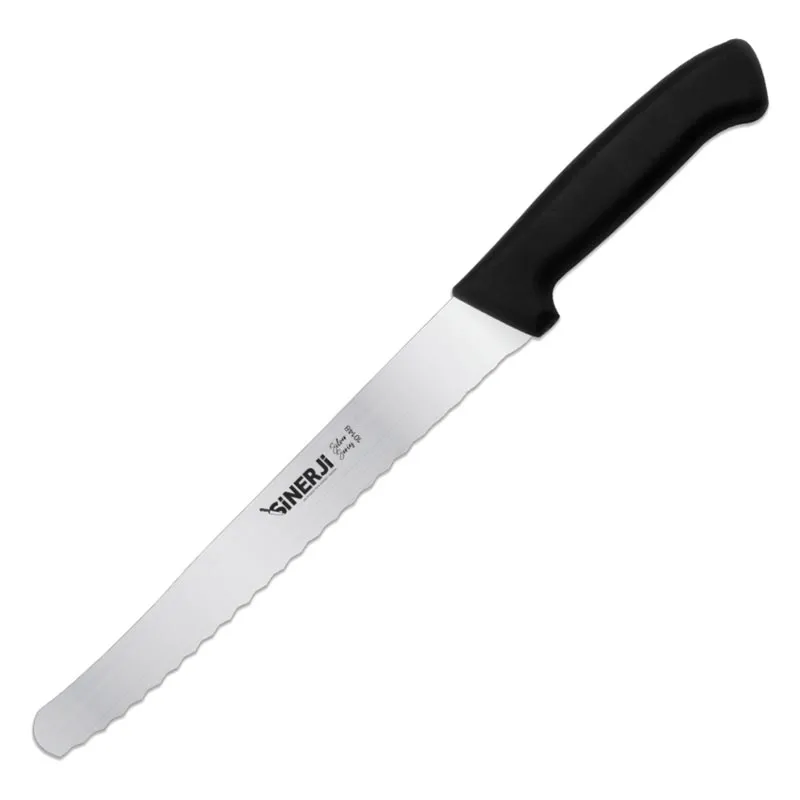Sinerji Silver Plastik Saplı Büyük Dişli Ekmek Bıçağı, 24 cm, Siyah
