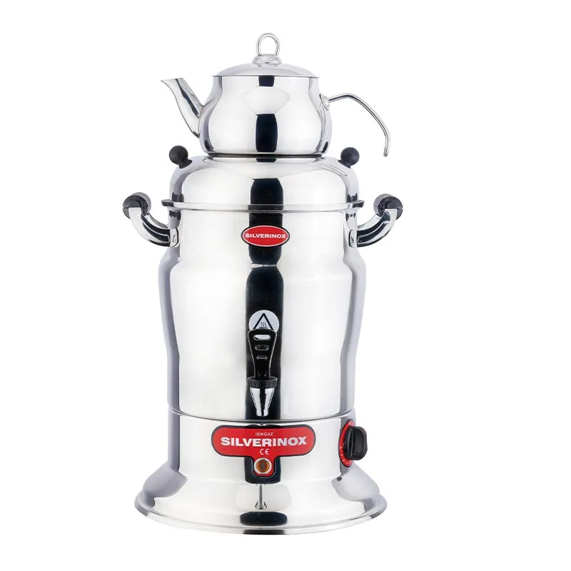 SilverInox 2201-1 Crown Çay Semaveri, Tek Demlikli, 100 Bardak Kapasiteli, 10 L