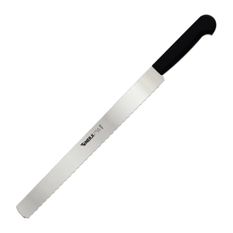 Sinerji Chocolate Plastik Saplı Dişli Pasta Bıçağı, 30 cm, Siyah