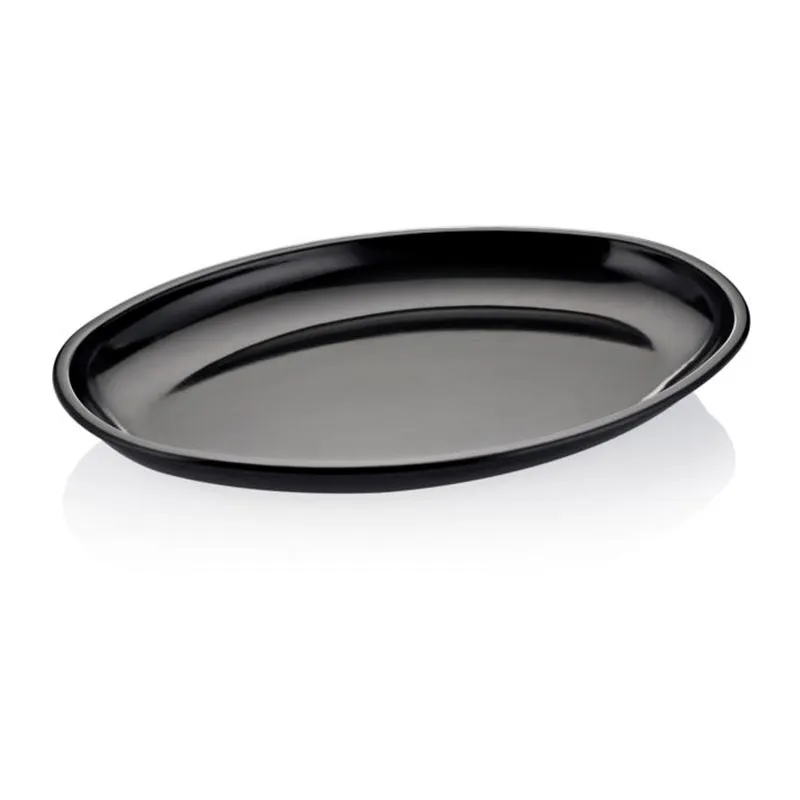 Biradlı FTS-1957 Oval Melamin Sunum Tabağı, 48x35 cm, Siyah