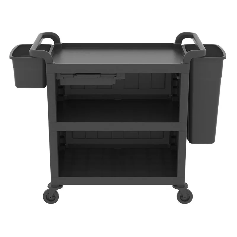 UTP Professional UTP282 Kapalı Çöp ve Çatal Kaşık Aparatlı 3 Katlı Servis Arabası, 130x53x98 cm