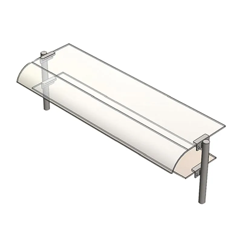 Çift Sıra Bombe Camlı Servis Rafı, 160x30 cm