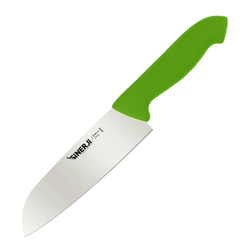 Sinerji Protrend Plastik Saplı Santoku Şef Bıçağı, 18 cm, Yeşil