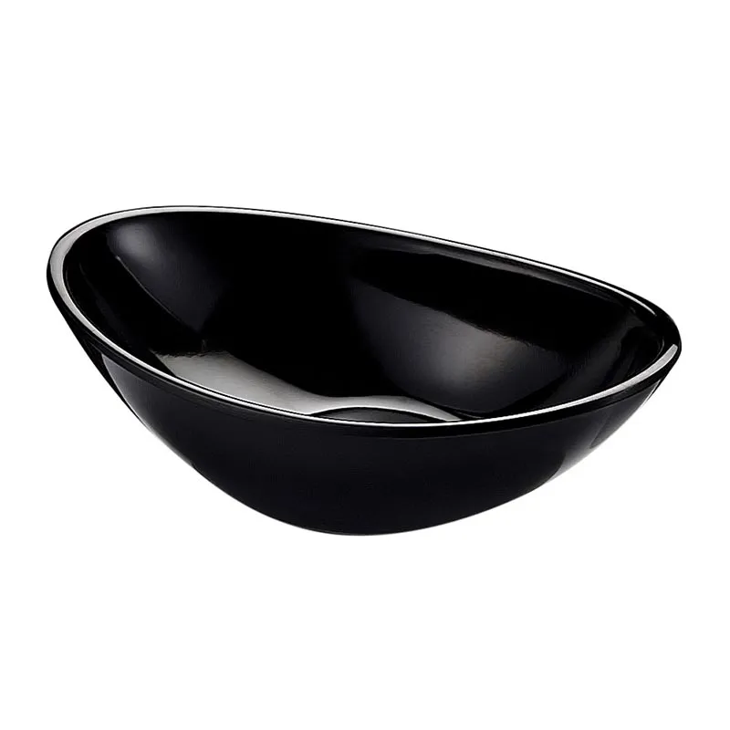 Biradlı BRD-517504 Minimal Melamin Oval Sunum Tabağı, 10x6x3 cm, Siyah