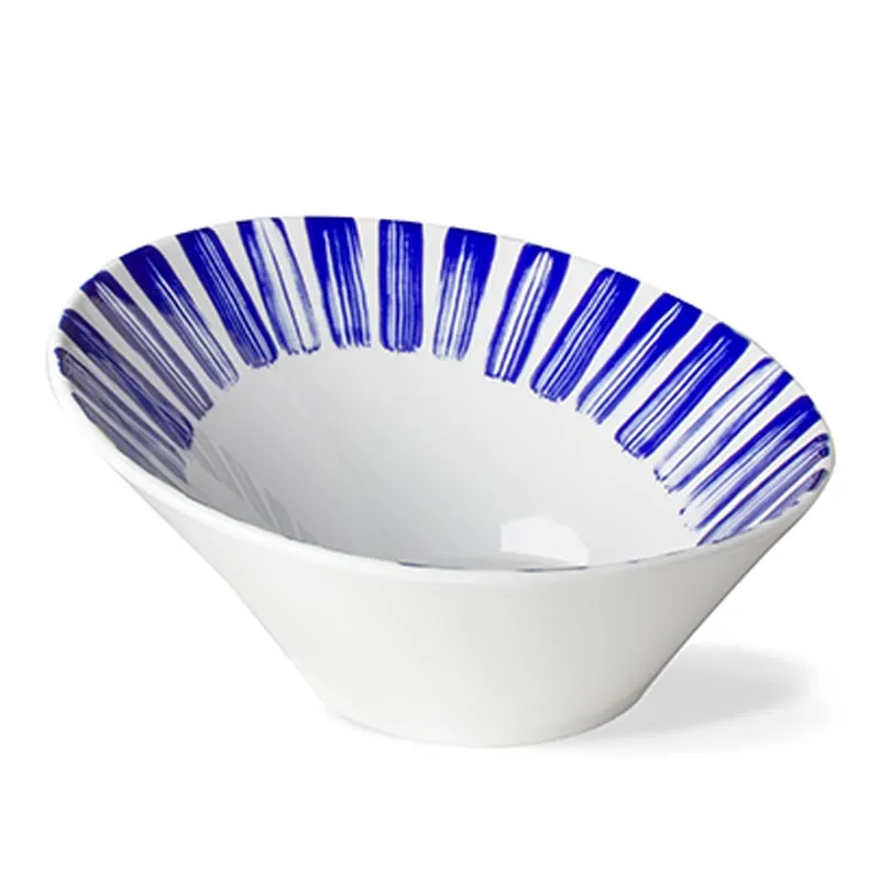 Lilien Indigo Deniz Desenli Eğimli Kase, 21 cm, Mavi