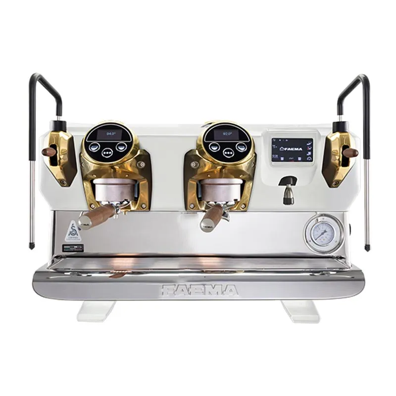 Faema E71E Full Otomatik Espresso Kahve Makinesi, 2 Gruplu, Beyaz-Gold-Ahşap
