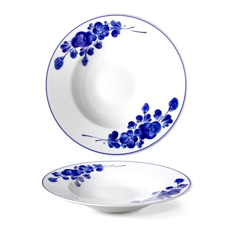 Lilien Indigo Flora Desenli Makarna Tabağı, 27 cm, Mavi