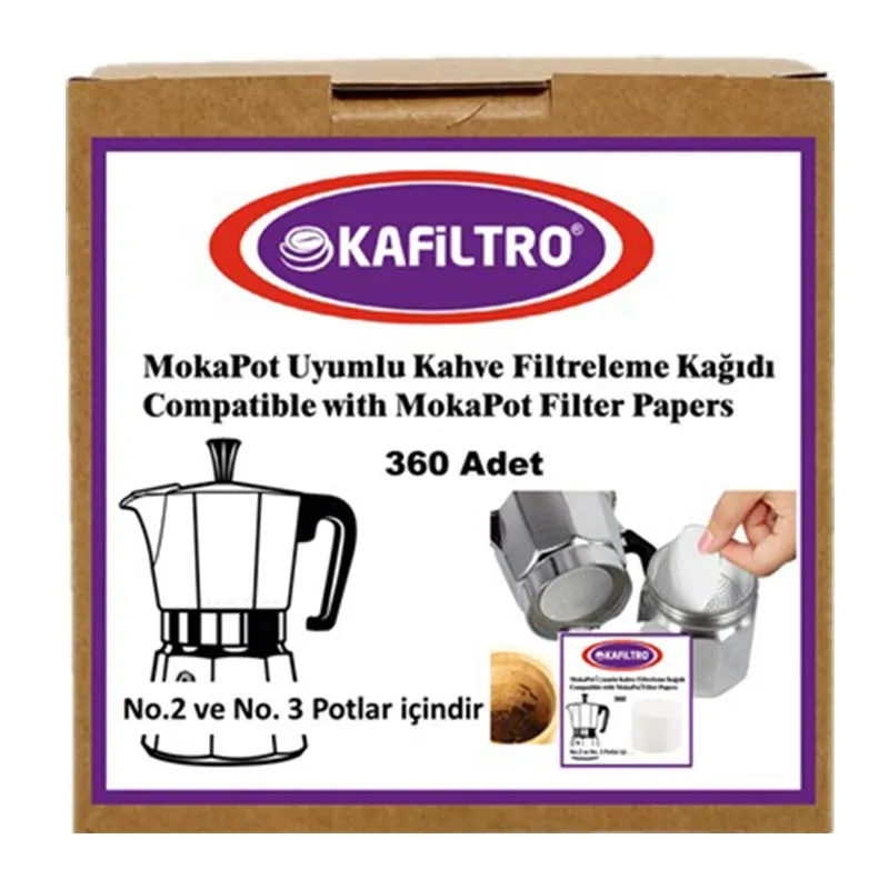 Kafiltro No:2-3 Moka Pot Uyumlu Kahve Filtre Kağıdı, 360 Adet