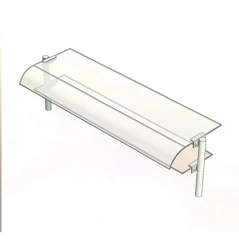 Çift Sıra Bombe Camlı Servis Rafı, 150x30 cm