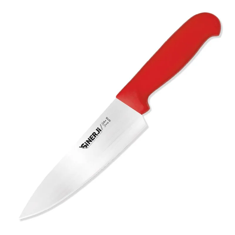 Sinerji Silver No 1 Plastik Saplı Şef Bıçağı, 18 cm, Kırmızı