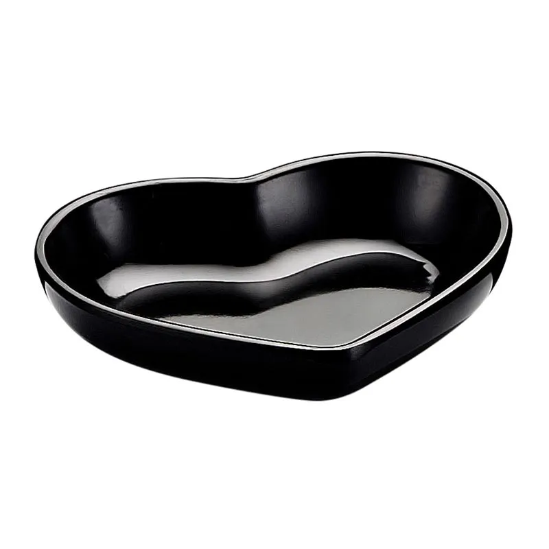 Biradlı BRD-517604 Minimal Melamin Kalpli Sunum Tabağı, 8x7x1.5 cm, Siyah