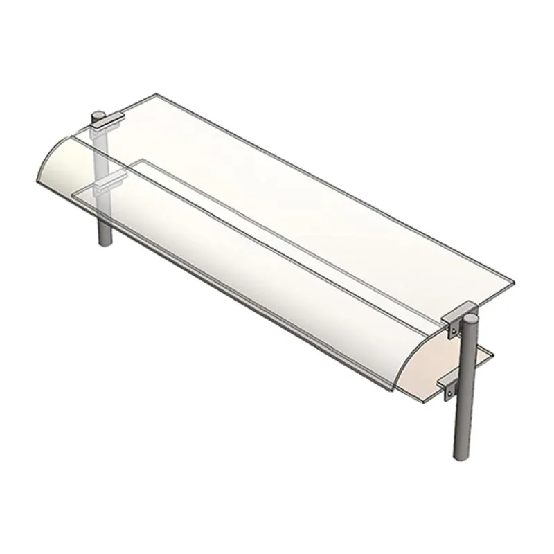 Çift Sıra Bombe Camlı Servis Rafı, 120x30 cm