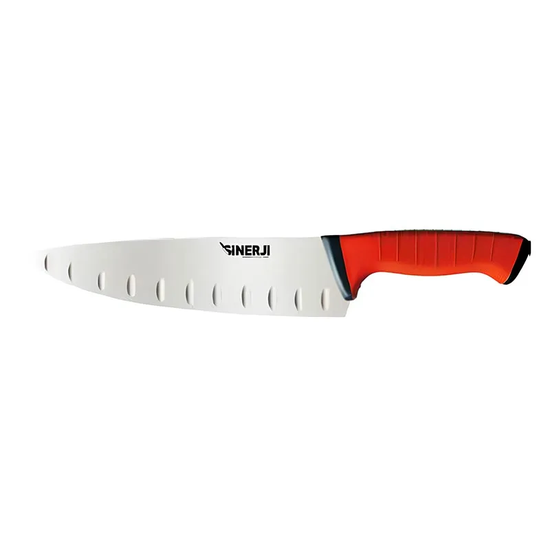 Sinerji Twix Plastik Saplı Oluklu Şef Bıçağı, 21 cm, Kırmızı