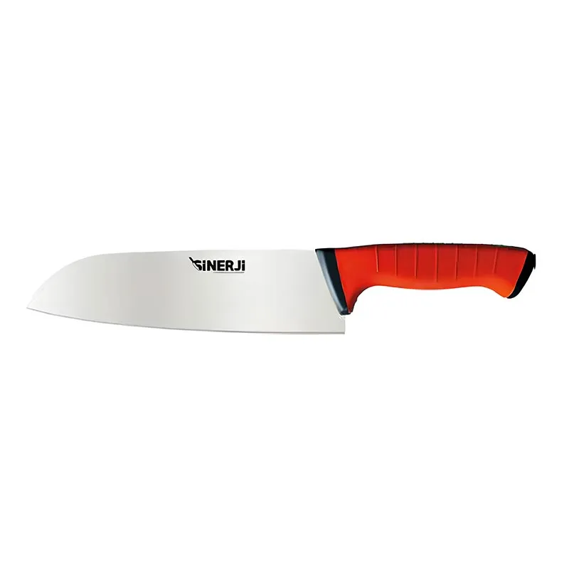 Sinerji Twix Plastik Saplı Santoku Şef Bıçağı, 18 cm, Kırmızı