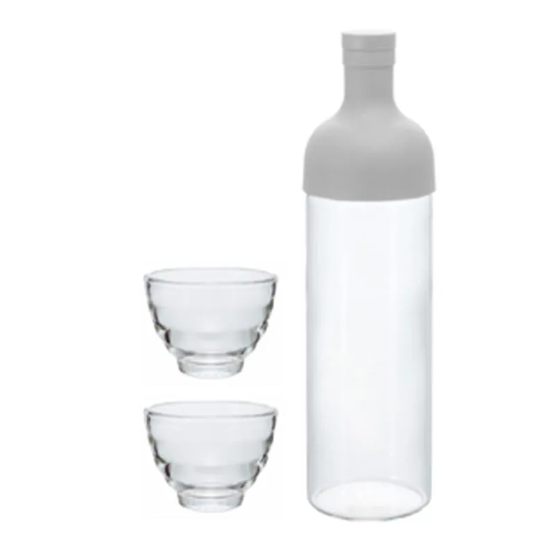 Hario FIHU-2012-PGR-EX Demleme Şişesi ve Bardak Seti, 750 ml, Gri