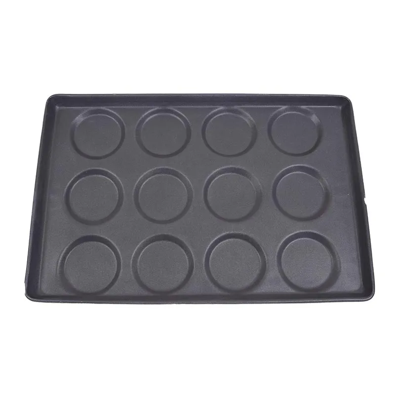 Almetal Kaplamalı Alüminyum Hamburger Ekmeği Tavası, 12 Gözlü, 125 mm, 53x65 cm