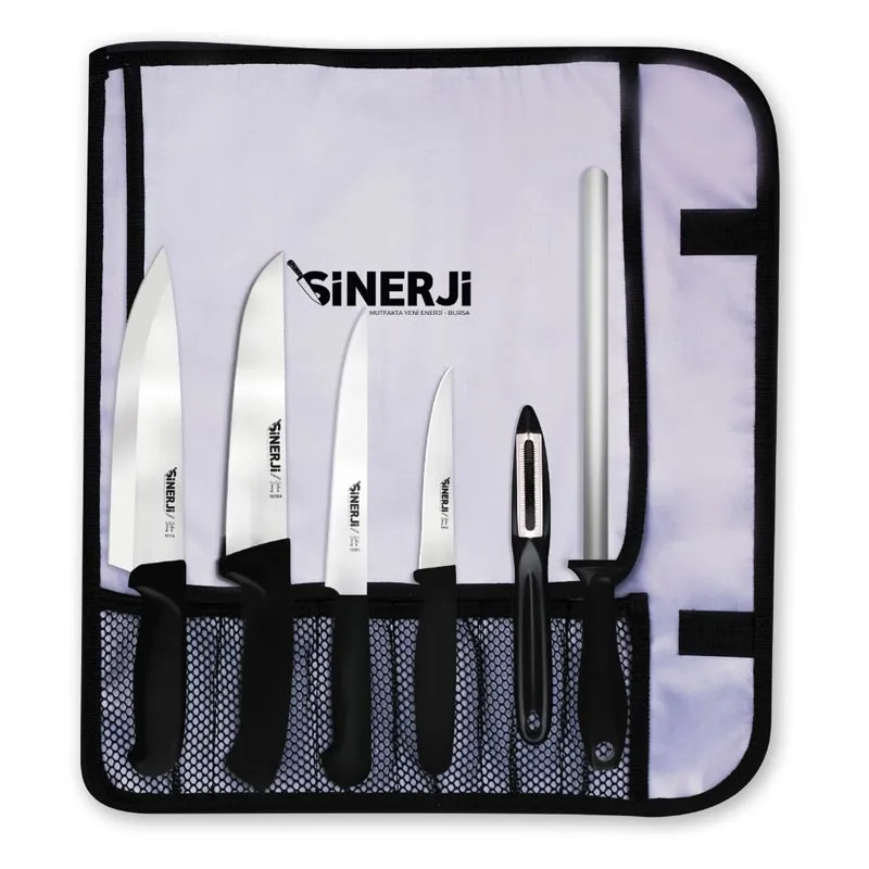 Sinerji Silver Gastronomi Rulo Çantalı Bıçak Seti 6+1