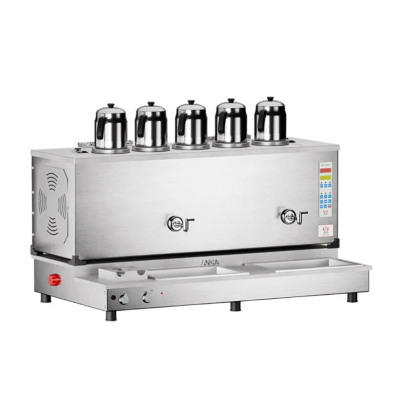 Anka Pro Plus Otomatik 5 Demlikli Çay Kazanı, 50 L, Elektrikli+Gazlı, Inox