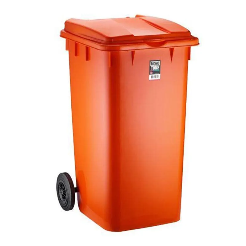 Bora Plastik Pedallı Çöp Kovası, 240 L, Turuncu