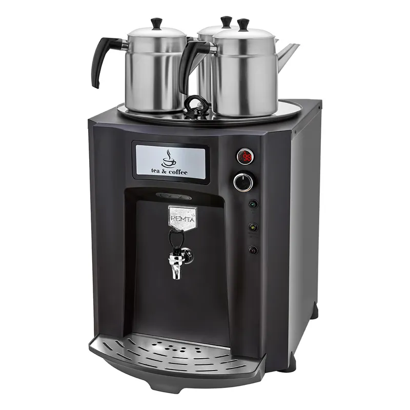 Remta DE10SP Premium Jumbo Şamandıralı Çay Makinesi, 3 Demlikli, 40 L, Elektrikli, Siyah