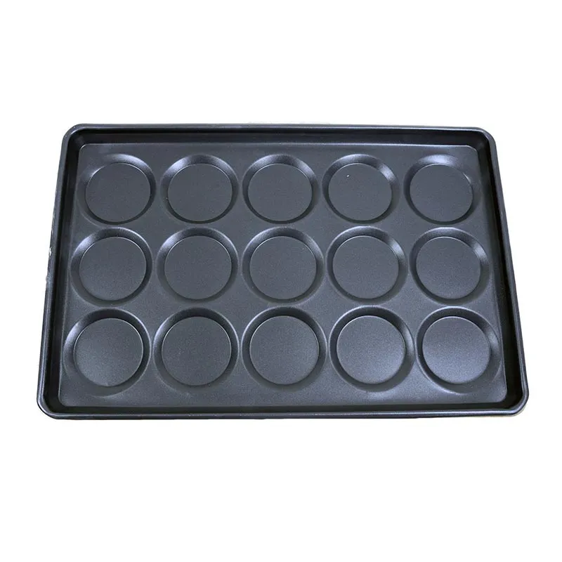 Almetal Kaplamalı Alüminyum Hamburger Ekmeği Tavası, 15 Gözlü, 115 mm, 49x74 cm